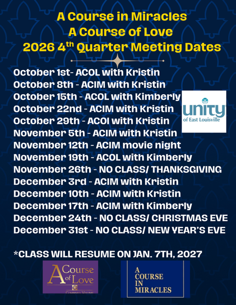 A Course in MIracles for the 4th Quarter 2026